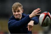 12 November 2023; Ben Murphy of Leinster warms up before the United Rugby Championship match between Dragons and Leinster at Rodney Parade in Newport, Wales. Photo by Harry Murphy/Sportsfile