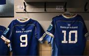 12 November 2023; The jerseys of Ben Murphy and Ross Byrne of Leinster are seen in the dressing room before the United Rugby Championship match between Dragons and Leinster at Rodney Parade in Newport, Wales. Photo by Harry Murphy/Sportsfile