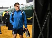 12 November 2023; Rob Russell of Leinster arrives before the United Rugby Championship match between Dragons and Leinster at Rodney Parade in Newport, Wales. Photo by Harry Murphy/Sportsfile