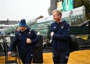 12 November 2023; Leinster head coach Leo Cullen and forwards and scrum coach Robin McBryde arrive before the United Rugby Championship match between Dragons and Leinster at Rodney Parade in Newport, Wales. Photo by Harry Murphy/Sportsfile