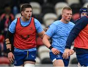 12 November 2023; Joe McCarthy, left, and Paddy McCarthy of Leinster warm up before the United Rugby Championship match between Dragons and Leinster at Rodney Parade in Newport, Wales. Photo by Harry Murphy/Sportsfile