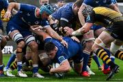 12 November 2023; Dan Sheehan of Leinster on his way to scoring his side's first try during the United Rugby Championship match between Dragons and Leinster at Rodney Parade in Newport, Wales. Photo by Harry Murphy/Sportsfile
