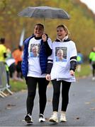 12 November 2023; Caroline, left, and Sheree Farrell take part in the Remembrance Run 5K, supported by Silver Stream Healthcare, at the Phoenix Park in Dublin. Photo by Brendan Moran/Sportsfile