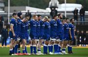 12 November 2023; Leinster players observe a minute's silence before the United Rugby Championship match between Dragons and Leinster at Rodney Parade in Newport, Wales. Photo by Harry Murphy/Sportsfile