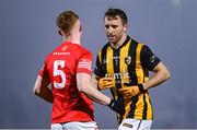 11 November 2023; Chris Crowley of Crossmaglen Rangers and Sean O'Donnell of Trillick during the AIB Ulster GAA Football Senior Club Championship quarter-final match between Trillick of Tyrone and Crossmaglen Rangers of Armagh at O'Neills Healy Park in Omagh, Tyrone. Photo by Ramsey Cardy/Sportsfile