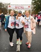 12 November 2023; Sisters, from left, Jess, Jill and Jen Treacy, running in memory of their father Jimmy Treacy before the Remembrance Run 5K, supported by Silver Stream Healthcare, at the Phoenix Park in Dublin. Photo by Brendan Moran/Sportsfile