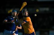 12 November 2023; Sean Currie of Na Fianna in action against Conor McKeogh of Raharney during the AIB Leinster GAA Hurling Senior Club Championship quarter-final match between Raharney, Westmeath, and Na Fianna, Dublin, at TEG Cusack Park in Mullingar, Westmeath. Photo by Daire Brennan/Sportsfile