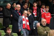 12 November 2023; St Patrick's Athletic supporter and former Republic of Ireland manager Brian Kerr before the Sports Direct FAI Cup Final between Bohemians and St Patrick's Athletic at the Aviva Stadium in Dublin. Photo by Seb Daly/Sportsfile