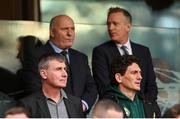 12 November 2023; Republic of Ireland manager Stephen Kenny, front left, and coach Keith Andrews with FAI President Gerry McAnaney, back left, and FAI Chief Executive Jonathan Hill before the Sports Direct FAI Cup Final between Bohemians and St Patrick's Athletic at the Aviva Stadium in Dublin. Photo by Seb Daly/Sportsfile