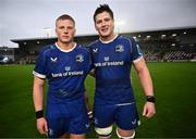 12 November 2023; Brothers Paddy and Joe McCarthy of Leinster after the United Rugby Championship match between Dragons and Leinster at Rodney Parade in Newport, Wales. Photo by Harry Murphy/Sportsfile