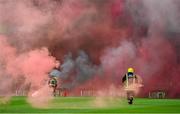 12 November 2023; Members of the Fire Brigade clear the flares from the pitch before the Sports Direct FAI Cup Final between Bohemians and St Patrick's Athletic at the Aviva Stadium in Dublin. Photo by Stephen McCarthy/Sportsfile