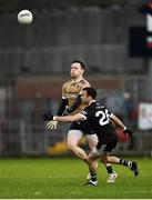 12 November 2023; Scotstown goalkeeper Rory Beggan in action against Conor Laverty of Kilcoo during the AIB Ulster GAA Football Senior Club Championship quarter-final match between Kilcoo, Down, and Scotstown, Monaghan, at Pairc Esler in Newry, Down. Photo by Stephen Marken/Sportsfile