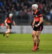 12 November 2023; Donagh Murphy of Mount Leinster Rangers celebrates a point during the AIB Leinster GAA Hurling Senior Club Championship quarter-final match between Mount Leinster Rangers, Carlow, and O'Loughlin Gaels, Kilkenny, at Netwatch Cullen Park in Carlow. Photo by David Fitzgerald/Sportsfile