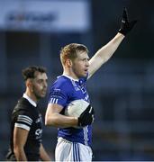 12 November 2023; Kieran Hughes of Scotstown calls a mark late in the second half of the AIB Ulster GAA Football Senior Club Championship quarter-final match between Kilcoo, Down, and Scotstown, Monaghan, at Pairc Esler in Newry, Down. Photo by Stephen Marken/Sportsfile