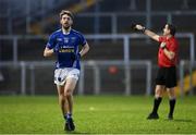 12 November 2023; Ross McKenna of Scotstown leaves the field after being shown a black card by referee Noel Mooney during the AIB Ulster GAA Football Senior Club Championship quarter-final match between Kilcoo, Down, and Scotstown, Monaghan, at Pairc Esler in Newry, Down. Photo by Stephen Marken/Sportsfile
