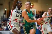 12 November 2023; Sarah Hickey of Ireland in action against Mamignan Toure of France during the FIBA Women's EuroBasket Championship qualifier match between Ireland and France at the National Basketball Arena in Tallaght, Dublin. Photo by Brendan Moran/Sportsfile