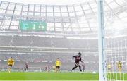 12 November 2023; Jonathan Afolabi of Bohemians scores his side's first goal during the Sports Direct FAI Cup Final between Bohemians and St Patrick's Athletic at the Aviva Stadium in Dublin. Photo by Stephen McCarthy/Sportsfile