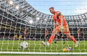 12 November 2023; Bohemians goalkeeper James Talbot picks the ball from the net after conceding his side's second goal during the Sports Direct FAI Cup Final between Bohemians and St Patrick's Athletic at the Aviva Stadium in Dublin. Photo by Stephen McCarthy/Sportsfile