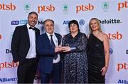 11 November 2023; Ireland boxing head coach, Zaur Antia, second from left, with his wife Nona Antia, second from right, and Olympian Kenny Egan, after being presented with the OFI Presidents award by Olympic Federation of Ireland president, Sarah Keane right at the Team Ireland Olympic Ball at the Mansion House in Dublin. The event was a joint celebration of the brilliant performances of Team Ireland athletes at the European Games this summer, as well as the announcement of the winners of the Olympic Federation of Ireland Annual Awards. The event was attended by the Minister for Tourism, Culture, Arts, Gaeltacht, Sport and Media, Catherine Martin TD, Minister of State for Sport and Physical Education, Thomas Byrne TD, Olympic medallists, European Games athletes, Team Ireland Sponsors and Partners, Sport Ireland and the wider Olympic family. Photo by Brendan Moran/Sportsfile