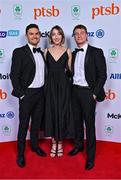 11 November 2023; Attendees, from left, Sam Curtis, Rianne Hannon, and Noel Hendrick in attendance at the Team Ireland Olympic Ball at the Mansion House in Dublin. The event was a joint celebration of the brilliant performances of Team Ireland athletes at the European Games this summer, as well as the announcement of the winners of the Olympic Federation of Ireland Annual Awards. The event was attended by the Minister for Tourism, Culture, Arts, Gaeltacht, Sport and Media, Catherine Martin TD, Minister of State for Sport and Physical Education, Thomas Byrne TD, Olympic medallists, European Games athletes, Team Ireland Sponsors and Partners, Sport Ireland and the wider Olympic family. Photo by Brendan Moran/Sportsfile