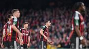12 November 2023; Jordan Flores of Bohemians, centre, and teammates during the Sports Direct FAI Cup Final between Bohemians and St Patrick's Athletic at the Aviva Stadium in Dublin. Photo by Seb Daly/Sportsfile