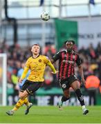 12 November 2023; Jamie Lennon of St Patrick's Athletic and Jonathan Afolabi of Bohemians during the Sports Direct FAI Cup Final between Bohemians and St Patrick's Athletic at the Aviva Stadium in Dublin. Photo by Seb Daly/Sportsfile