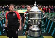 12 November 2023; Bohemians manager Declan Devine walks out past the FAI Cup for the Sports Direct FAI Cup Final between Bohemians and St Patrick's Athletic at the Aviva Stadium in Dublin. Photo by Stephen McCarthy/Sportsfile
