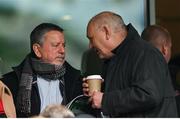 12 November 2023; FAI President Gerry McAnaney, right, and former FAI President Donal Conway before the Sports Direct FAI Cup Final between Bohemians and St Patrick's Athletic at the Aviva Stadium in Dublin. Photo by Seb Daly/Sportsfile