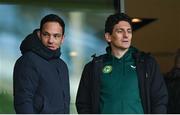 12 November 2023; FAI director of football Marc Canham, left, and Republic of Ireland coach Keith Andrews before the Sports Direct FAI Cup Final between Bohemians and St Patrick's Athletic at the Aviva Stadium in Dublin. Photo by Seb Daly/Sportsfile