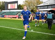 12 November 2023; Ciarán Frawley of Leinster runs out before the United Rugby Championship match between Dragons and Leinster at Rodney Parade in Newport, Wales. Photo by Harry Murphy/Sportsfile