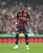 12 November 2023; Jonathan Afolabi of Bohemians during the Sports Direct FAI Cup Final between Bohemians and St Patrick's Athletic at the Aviva Stadium in Dublin. Photo by Stephen McCarthy/Sportsfile