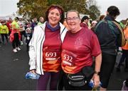 12 November 2023; Yvonne O'Neill, left, and Anne Gaskin after the Remembrance Run 5K, supported by Silver Stream Healthcare, at the Phoenix Park in Dublin. Photo by Brendan Moran/Sportsfile