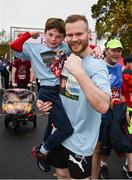 12 November 2023; Kyle Newman, left, and his uncle Sean Tobin, who ran in memory of Kyle's mother Ina Tobin and Paddy Tobin, after the Remembrance Run 5K, supported by Silver Stream Healthcare, at the Phoenix Park in Dublin. Photo by Brendan Moran/Sportsfile