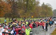 12 November 2023; Participants during the Remembrance Run 5K, supported by Silver Stream Healthcare, at the Phoenix Park in Dublin. Photo by Brendan Moran/Sportsfile