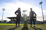 14 November 2023; Athlone Town captain Laurie Ryan, left, and Shelbourne captain Pearl Slattery pose for a portrait during a media day at Tallaght Stadium in Dublin, ahead of the Sports Direct Women's FAI Cup Final between Athlone Town FC v Shelbourne FC. Photo by Ben McShane/Sportsfile