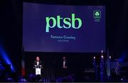 11 November 2023; PTSB chief executive Eamonn Crowley speaking during the Team Ireland Olympic Ball at the Mansion House in Dublin. The event was a joint celebration of the brilliant performances of Team Ireland athletes at the European Games this summer, as well as the announcement of the winners of the Olympic Federation of Ireland Annual Awards. The event was attended by the Minister for Tourism, Culture, Arts, Gaeltacht, Sport and Media, Catherine Martin TD, Minister of State for Sport and Physical Education, Thomas Byrne TD, Olympic medallists, European Games athletes, Team Ireland Sponsors and Partners, Sport Ireland and the wider Olympic family. Photo by Brendan Moran/Sportsfile
