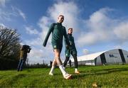 14 November 2023; Alan Browne and Callum Robinson during a Republic of Ireland training session at the FAI National Training Centre in Abbotstown, Dublin. Photo by Stephen McCarthy/Sportsfile