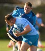 14 November 2023; Tadhg Furlong and Ed Byrne during Leinster rugby squad training at UCD in Dublin. Photo by Brendan Moran/Sportsfile