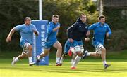 14 November 2023; Leinster players, from left, Scott Penny, Lee Barron, Brian Deeny and James Culhane during squad training at UCD in Dublin. Photo by Brendan Moran/Sportsfile
