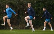 14 November 2023; Jamie Osborne and Rob Russell, left, during Leinster rugby squad training at UCD in Dublin. Photo by Brendan Moran/Sportsfile