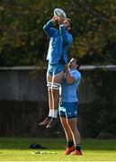 14 November 2023; Jason Jenkins, left, and Rory McGuire during Leinster rugby squad training at UCD in Dublin. Photo by Brendan Moran/Sportsfile