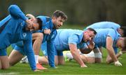 14 November 2023; Hugo Keenan and Ed Byrne during Leinster rugby squad training at UCD in Dublin. Photo by Brendan Moran/Sportsfile