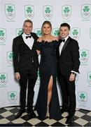 11 November 2023; Rory Cassidy, Clara O'Brien and Kieran Jackson in attendance at the Team Ireland Olympic Ball at the Mansion House in Dublin. The event was a joint celebration of the brilliant performances of Team Ireland athletes at the European Games this summer, as well as the announcement of the winners of the Olympic Federation of Ireland Annual Awards. The event was attended by the Minister for Tourism, Culture, Arts, Gaeltacht, Sport and Media, Catherine Martin TD, Minister of State for Sport and Physical Education, Thomas Byrne TD, Olympic medallists, European Games athletes, Team Ireland Sponsors and Partners, Sport Ireland and the wider Olympic family. Photo by David Fitzgerald/Sportsfile
