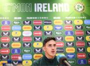 15 November 2023; Jamie McGrath during a Republic of Ireland press conference at the FAI Headquarters in Abbotstown, Dublin. Photo by Stephen McCarthy/Sportsfile