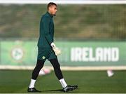 15 November 2023; Goalkeeper Gavin Bazunu during a Republic of Ireland training session at the FAI National Training Centre in Abbotstown, Dublin. Photo by Stephen McCarthy/Sportsfile