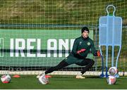 15 November 2023; Goalkeeper Caoimhin Kelleher during a Republic of Ireland training session at the FAI National Training Centre in Abbotstown, Dublin. Photo by Stephen McCarthy/Sportsfile