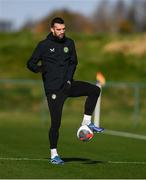 15 November 2023; Shane Duffy during a Republic of Ireland training session at the FAI National Training Centre in Abbotstown, Dublin. Photo by Stephen McCarthy/Sportsfile