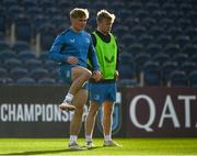 17 November 2023; Fintan Gunne and Ben Murphy during a Leinster Rugby captain's run at the RDS Arena in Dublin. Photo by Harry Murphy/Sportsfile