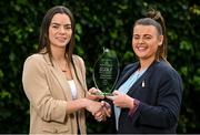 17 November 2023; Niamh O’Dea of Banner Ladies and Clare is presented with The Croke Park/LGFA Player of the Month award for October 2023 by Tanya Blount, Duty Manager, The Croke Park, at The Croke Park in Jones Road, Dublin. Niamh scored 1-3 in the 2023 Clare Senior County Final victory over West Clare Gaels and an incredible 3-6 from play as Banner Ladies defeated Mourneabbey in the Munster Senior Club Championship semi-final. Photo by Brendan Moran/Sportsfile