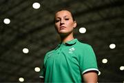 17 November 2023; Megan Burns during the Ireland media day ahead of the HSBC SVNS Season at the IRFU High Performance Centre in Dublin. Photo by Ben McShane/Sportsfile